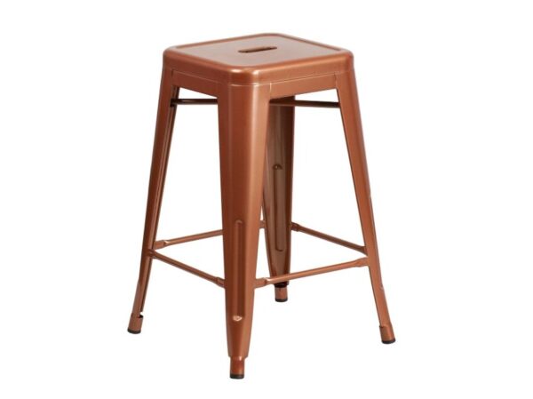 Metal Backless Bar Stool -  Copper