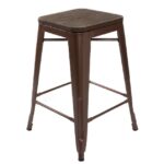 Metal Backless Bar Stool (Brown)